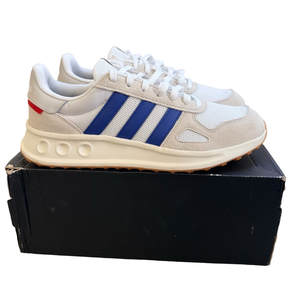 New! Adidas Men's Run 84 Shoes White/Team Royal Blue/Gray Size 10.5 Sneakers